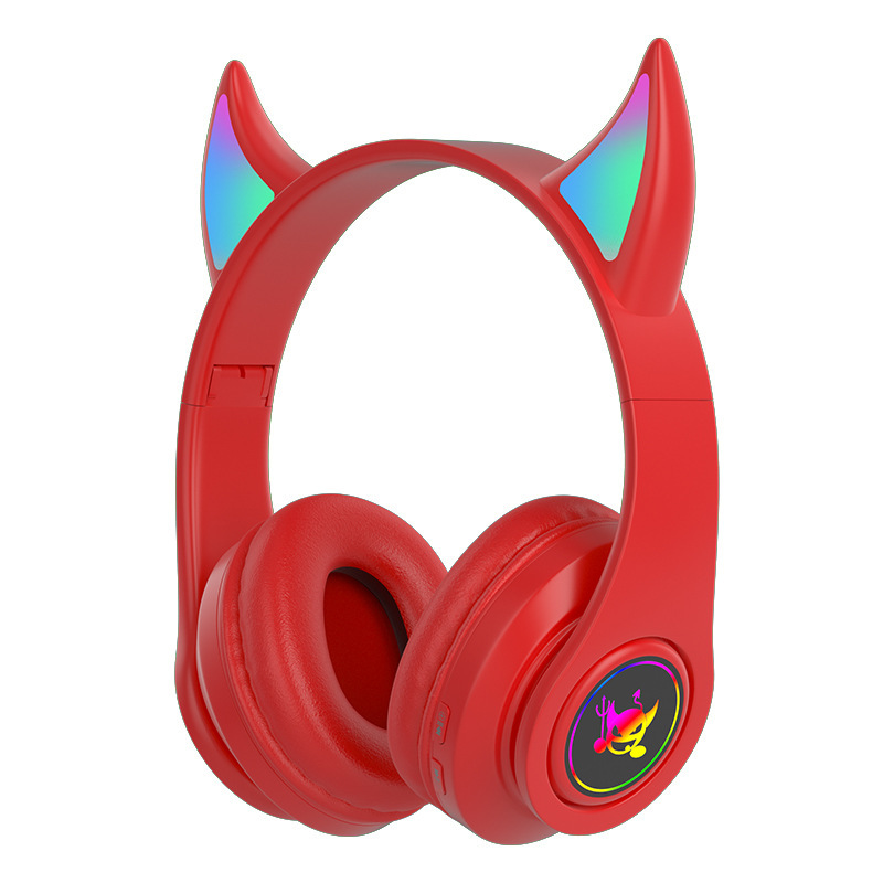 Venta caliente transfronteriza diablo cuerno LX-B39 luminoso auricular Bluetooth auricular inalámbrico subwoofer auriculares fábrica al por mayor