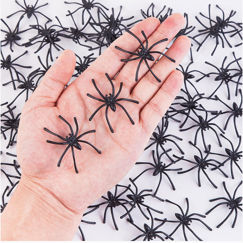 Halloween Decoration Glow-In-The-Dark Small Spider Plastic Artificial Spider Toy Spider Cotton Accessories Scene Setup Props