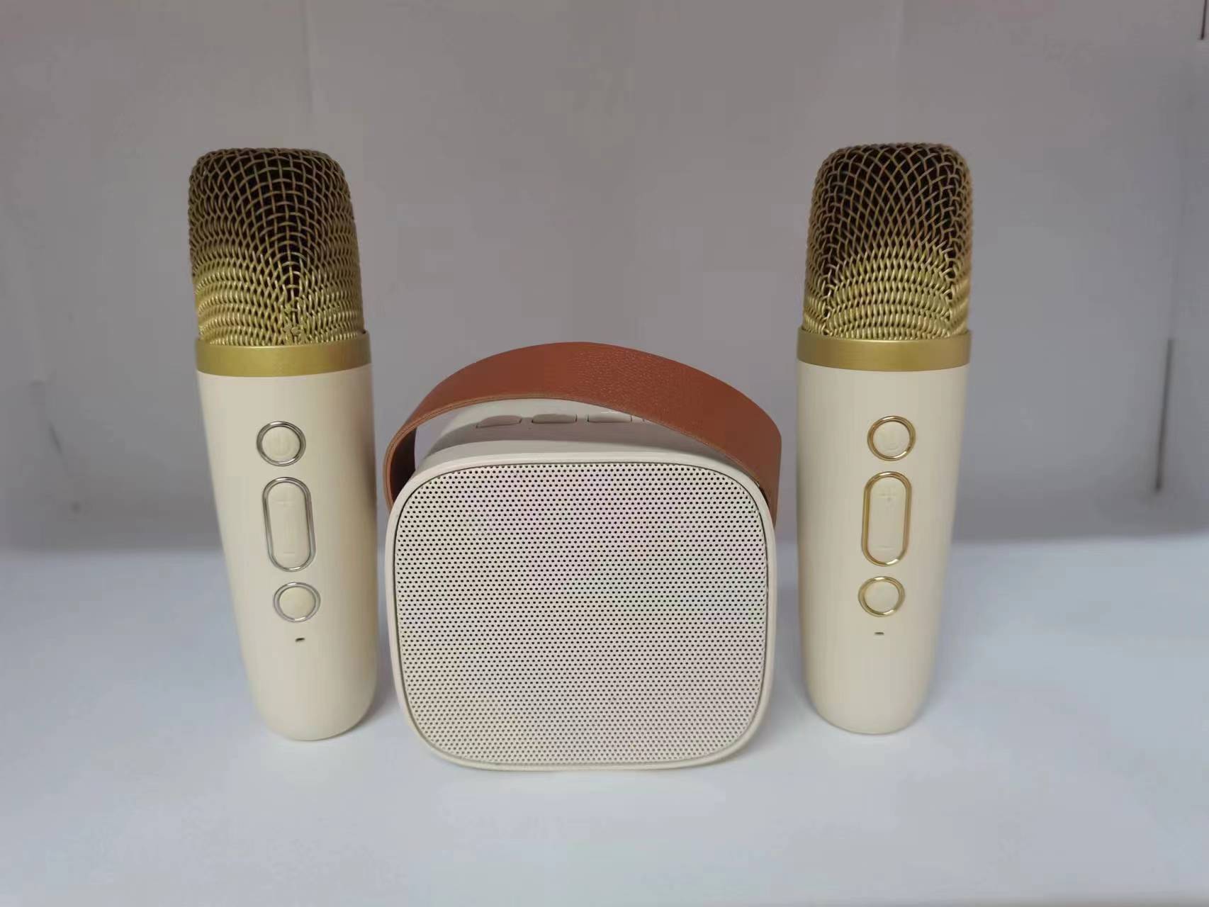 Altavoz de karaoke portátil K1 con micrófono Bluetooth dual, subwoofer integrado, ideal para fiestas al aire libre.