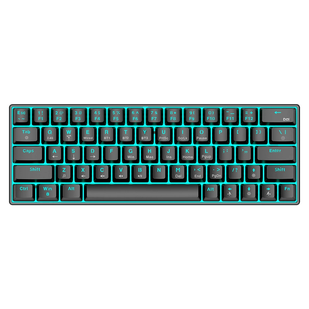 T-Wolf Thunder Wolf T30 механическая клавиатура, кастомная RGB Bluetooth беспроводная, три режима, двойной поли-корпус, зелёные Shax клавиши, 63 клавиши