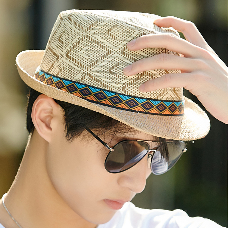 Vintage Sun Hat Cross-bordr Sunshad Straw Summr Outdoor Bach Sun Protction Hat, Mn's Thnic Styl Fdora, Fashionabl And_voghion.com