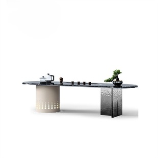 Light Luxury Minimalist Natural Luxury Stone Tea Table for Home Modern Simple Tea Room High-End Villa High-End Marble Tea Table