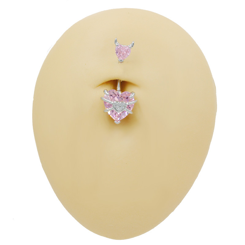 Colorful Heart Shaped Belly Button Ring Piercing For Women_voghion.com