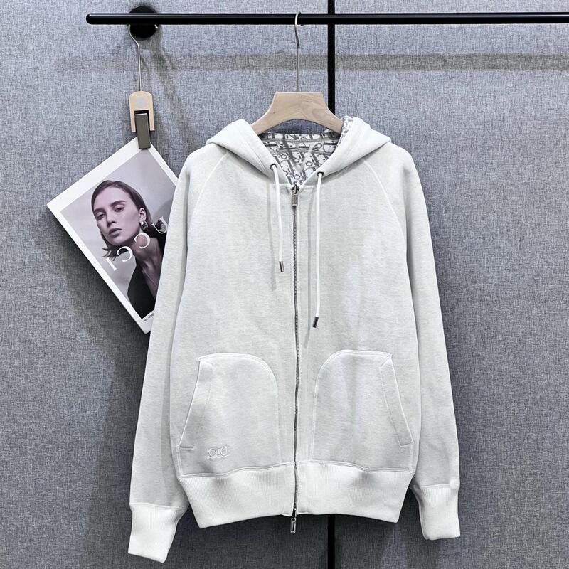 Haute Couture D-Brand Double-Sided Cashmere Jacket for Women 2025 Autumn and Winter New Fashion Versatile Letter Cardigan Hooded Sweatshirt
