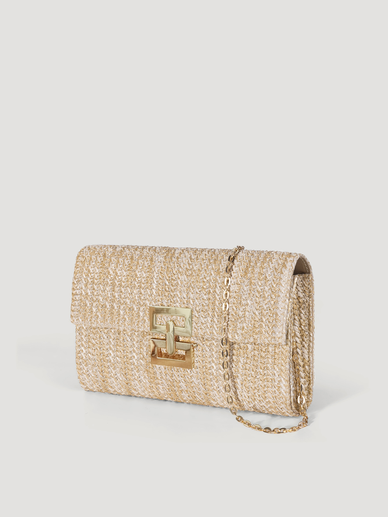 Single Shoulder Strap Strap Type Women's Small Straw Geometric Elegant Streetwear Straw Square Lock Clasp Straw Bag