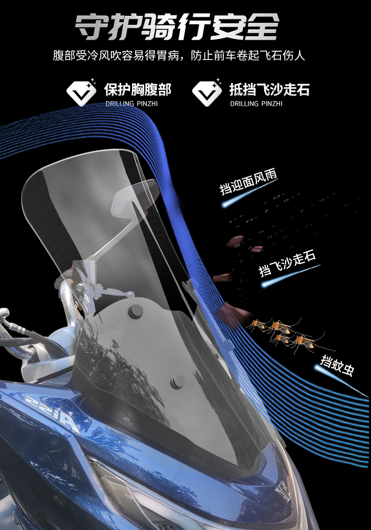 Tianfeishi Applicable Haojue UHR150 Front Windshield Motorcycle Heightener Front Air Baffle Modification Accessories Chest Protection