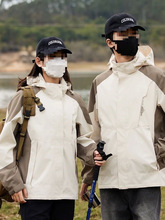 冲锋衣春秋新款男女情侣款防风防雨休闲运动外套1818藏青白黑灰黑