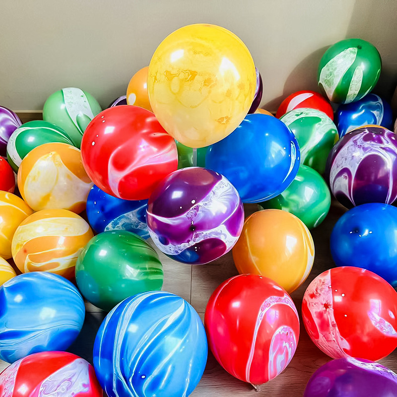 Globo de ágata de nube de color de 10 pulgadas de 12 pulgadas al por mayor decoración de fiesta de cumpleaños decoración del lugar patrón de ágata globo de nube