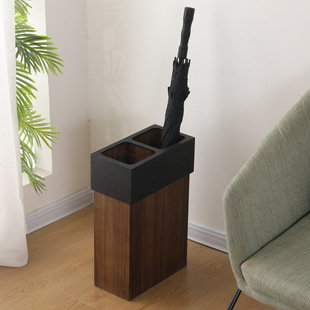 Japanese-Style Wooden Sandwich Umbrella Stand for Home and Commercial Use, Light Luxury Umbrella Bucket Holder, Entrance Porch Umbrella Storage Rack