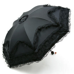 Princess lace sun umbrella black glue sun protection umbrella rain dual-use folding umbrella female umbrella cross-border