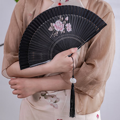 扇子折扇古風女漢服布夏ダンスダンス折り畳み古典時代流蘇徳雲社女児扇