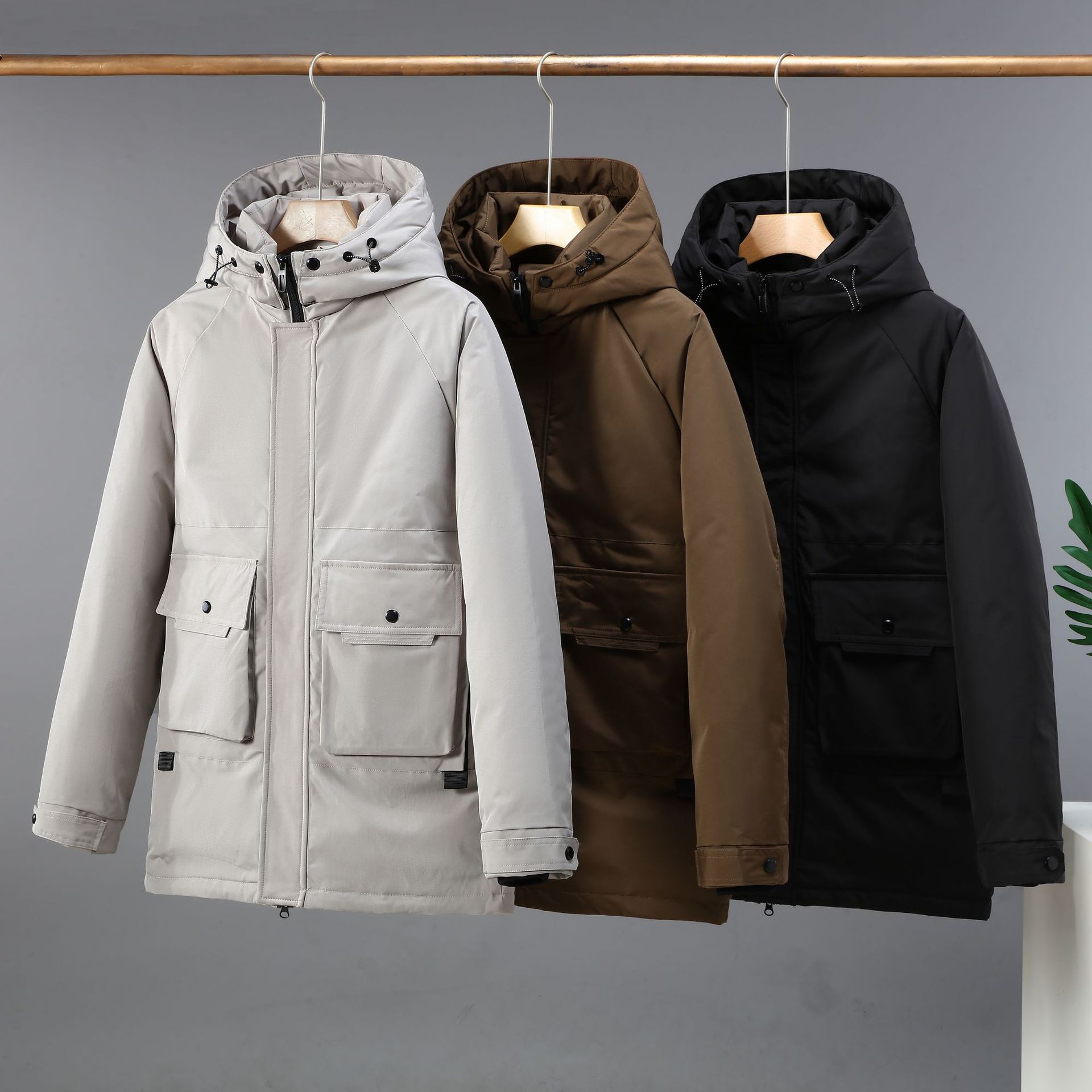 Men's thick loose trendy hooded mid to long style, 2023 autumn and winter new jacket, cotton jacket_voghion.com