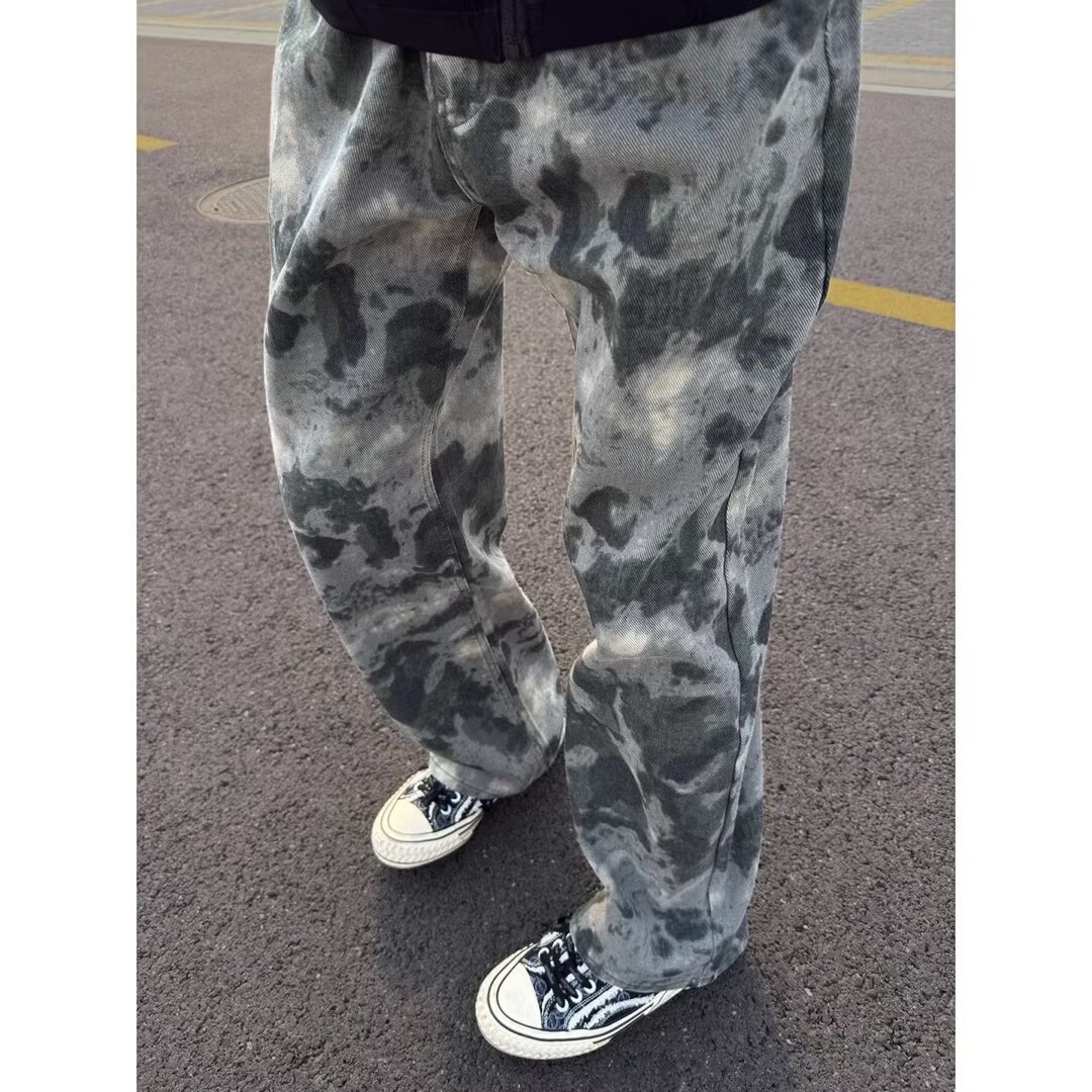 Japón retro gradiente nicho jeans para hombres primavera y otoño nuevo diseño de la calle alta sensación de pantalones rectos