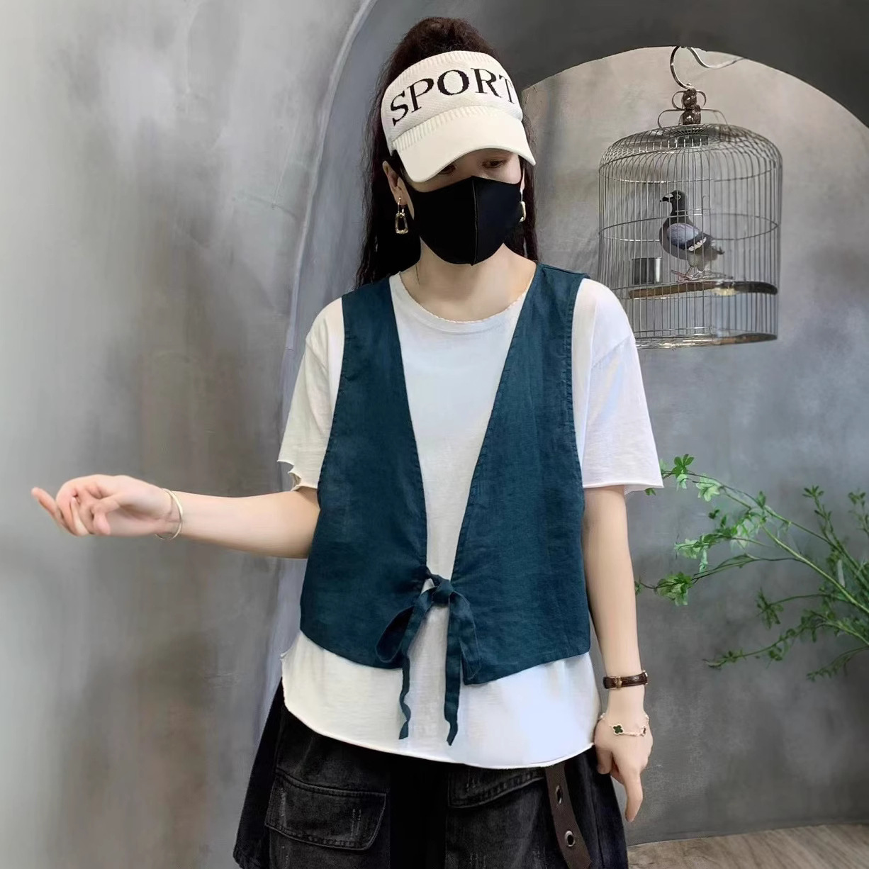 Summer New Arrival Linen Vest Artistic Vintage Cotton and Linen Vest Vest Outer Top Women's Loose Design Sense Niche