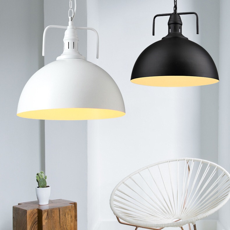 Nordic loft Vintage Industrial Bar Chandelier Modern Office Industrial and Mining Iron Bowl-shaped Pot Cover Billiards Lamps