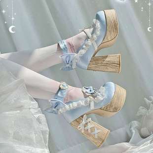 Cute Lolita Shoes Super High Heels Fairy Shoes Lolita Shoes Girls Sweet and Elegant Waterproof Platform