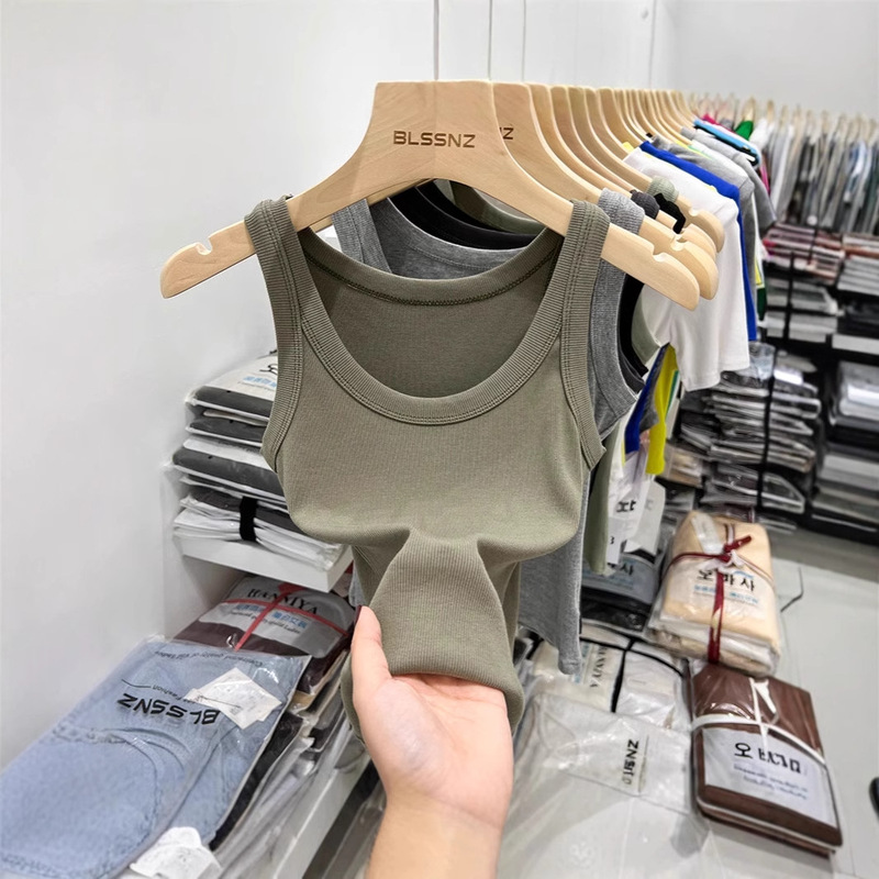 Camisole Women's Basic Sleeveless Pure Short Top Women's Summer Outer Wearing New Base Inner Spice Girl Top