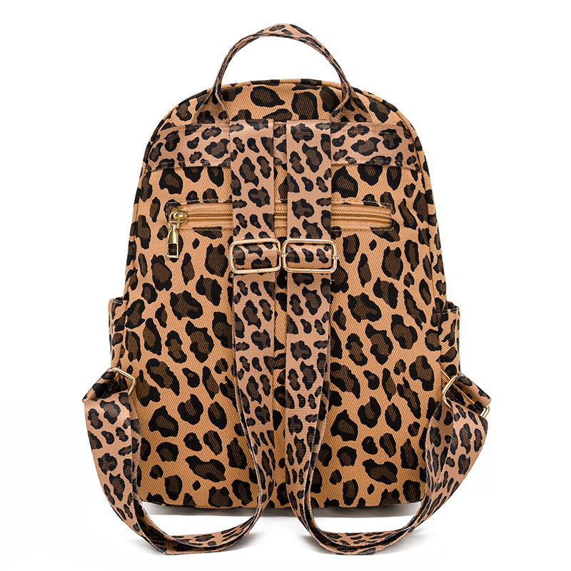 Mochila transfronteriza con estampado de leopardo súper fuego para mujer 2024 nuevo estilo salvaje para mujer mochila casual de gran capacidad bolso de viaje de moda