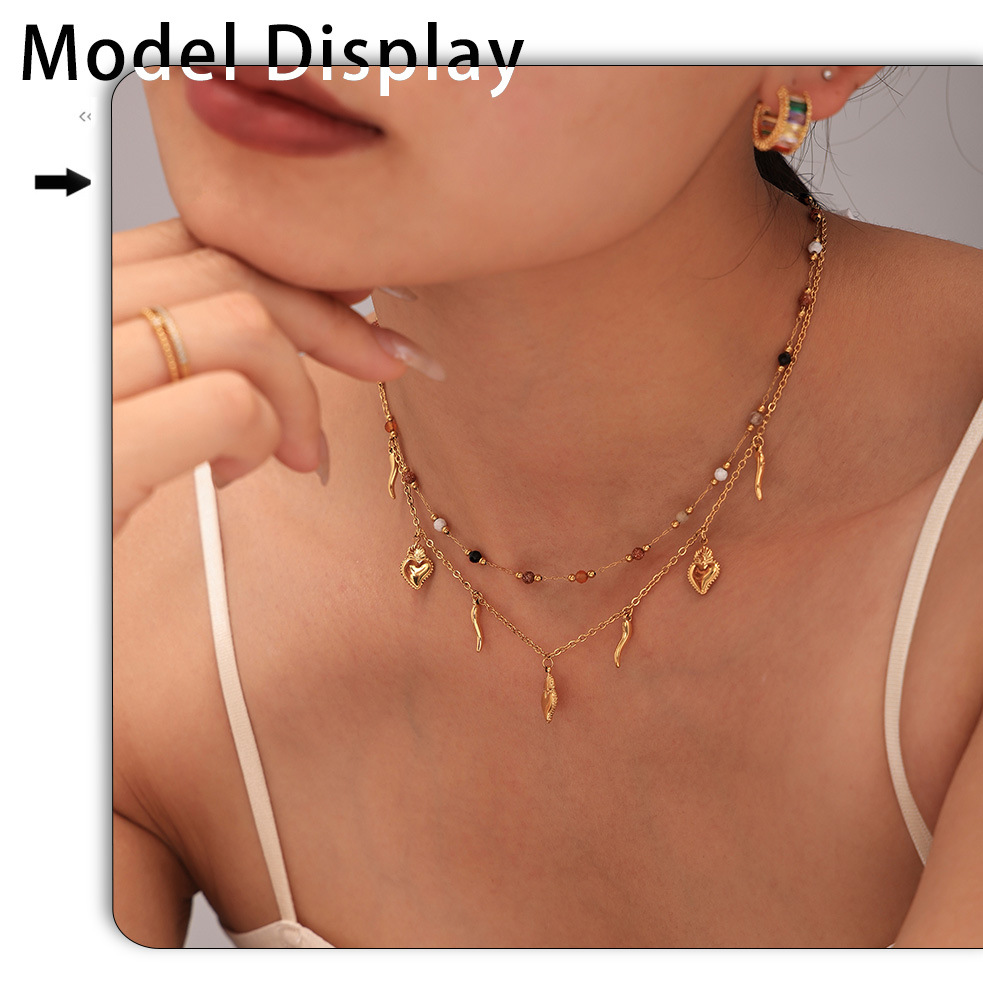 Square Sugar Stainless Steel Necklace And Bracelet Jewellery Set_voghion.com