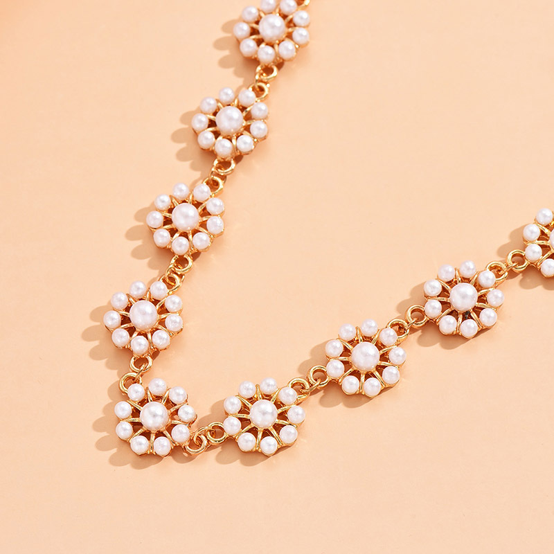 1 Piece Fashion Flower Alloy Inlay Artificial Pearls Womenu0027S Necklace