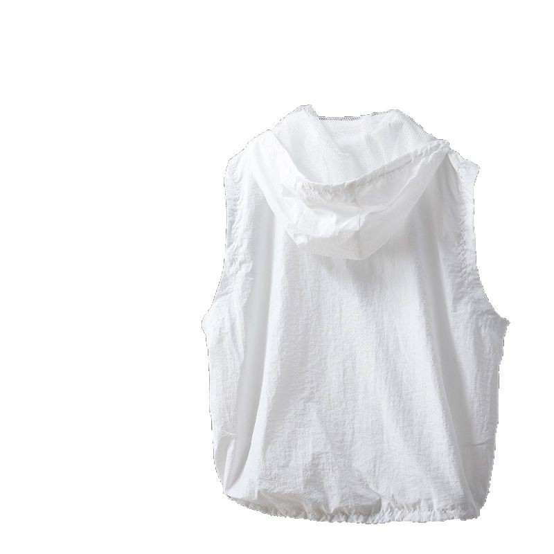 Chaleco sin mangas casual con capucha de verano, ropa de protección solar, chaleco fino al aire libre de moda, chaqueta, chaleco, chaqueta al por mayor