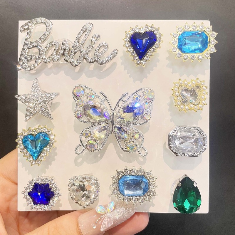 新品合金闪钻水晶蝴蝶高级感适配洞洞鞋扣cross鞋花DIY配件装饰品|undefined
