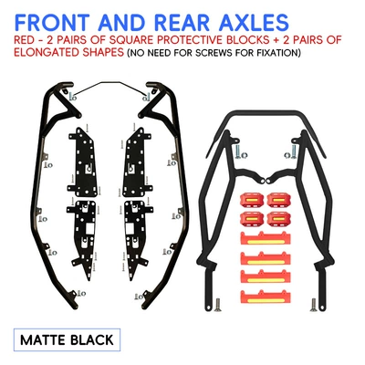 Motorcycle bumper – tail rack protection modification parts - matte-blackenhanced-front-bumper-rear-bumper-red-protective-blocks-comes-with-footrests