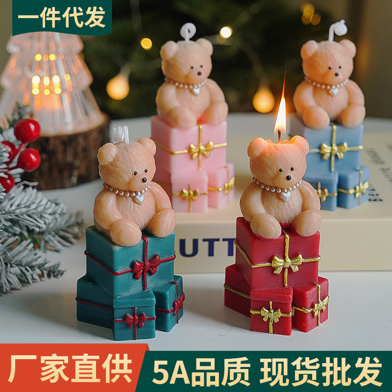かわいいキャンドルオーナメントクリスマスクリエイティブお土産誕生日ギフトキャンドルクロスボーダーベアアロマセラピーキャンドルカスタマイズ|undefined