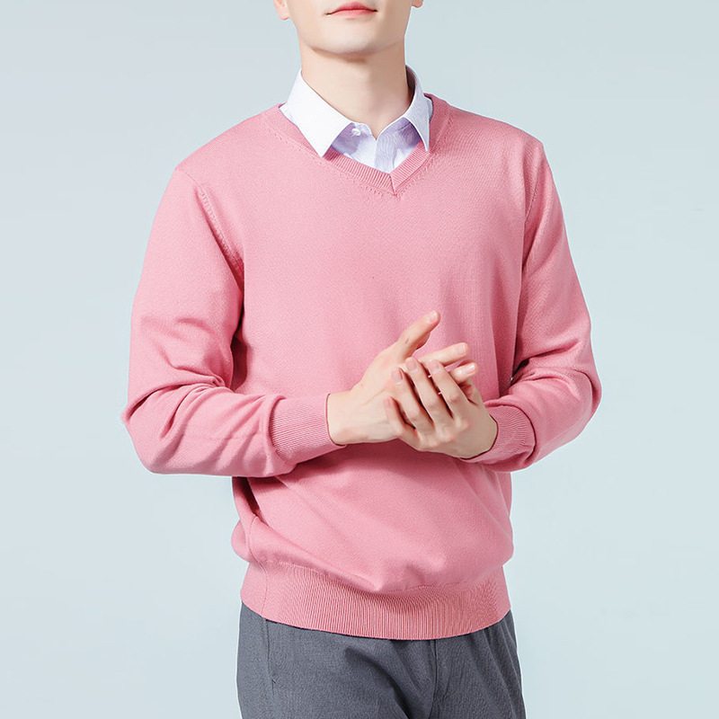2023 Autumn/Winter Men's V-Neck Sweater Pullover Men's V-Neck Wool Sweater Plus Size Long Sleeve Basic Knitted Base Shirt 2023 Autumn/Winter Men's V-Neck Sweater Pullover Men's V-Neck Wool Sweater Plus Size Long Sleeve Basic Knitted Base Shirt