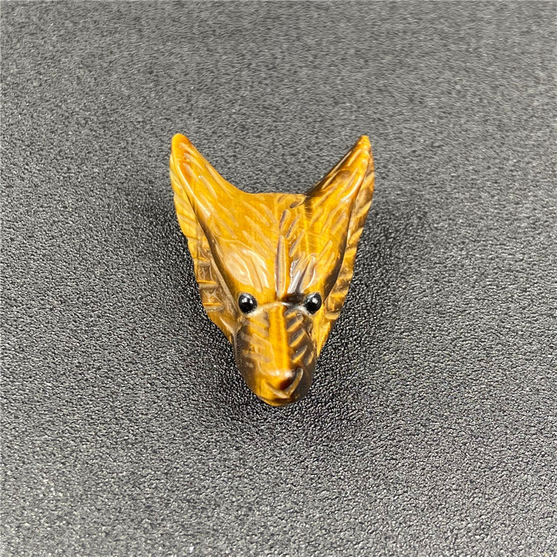 Wolf Head Powder Crystal Tiger Eye Lime Agate Rough Stone Hole Wolf Head Diy Multicolor Pendant display picture 5