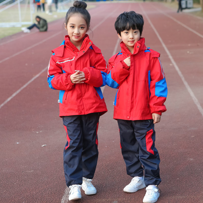 童装校服秋冬新款男女童加绒加厚冲锋衣三件套装户外运动休闲儿童|ms