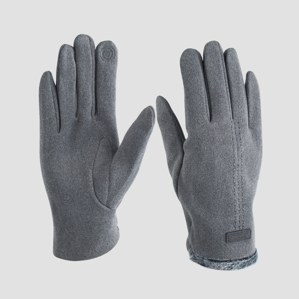 New Velvet Gloves Winter Warm Solid Color Outdoor Riding Cold-proof Finger Touch Screen Gloves display picture 9