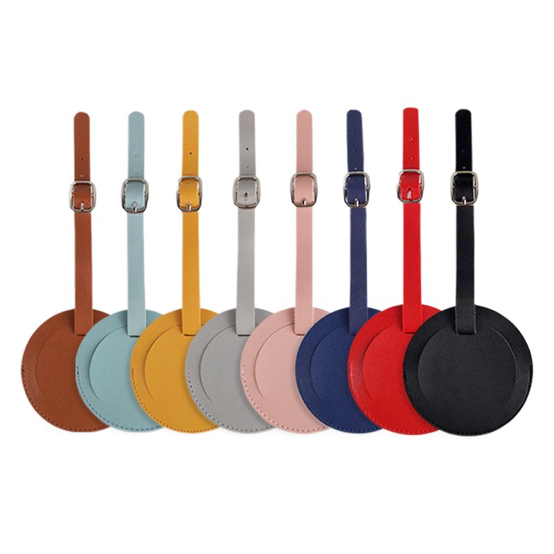 Logotipo de la empresa redonda engrosada pu etiqueta de equipaje de cuero al por mayor Transfronterizo en stock multi-La Tarjeta de papel de impresión en color se puede personalizar