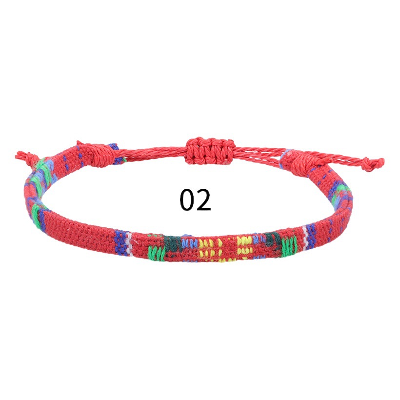 European and American Cross-border Explosions Bohemian Cotton and Linen Fabric Woven Bracelet Environmental Protection Color All-match Friendship Hand Rope