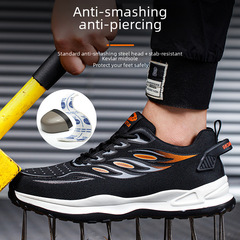 Safety shoes with anti-punching and anti-piercing, lightweight and breathable safety shoes with steel toe cap and Kevlar, wholesale men's protective shoes