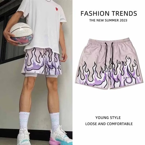 American-style basketball shorts, trendy, knee-length, loose, casual, fashionable four-pocket men's sports breathable quick-drying training pants