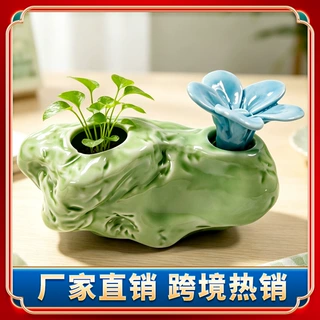 绿萝水培迷你小花盆陶瓷拇指小花瓶桌面水养插花摆件鱼缸装饰摆设