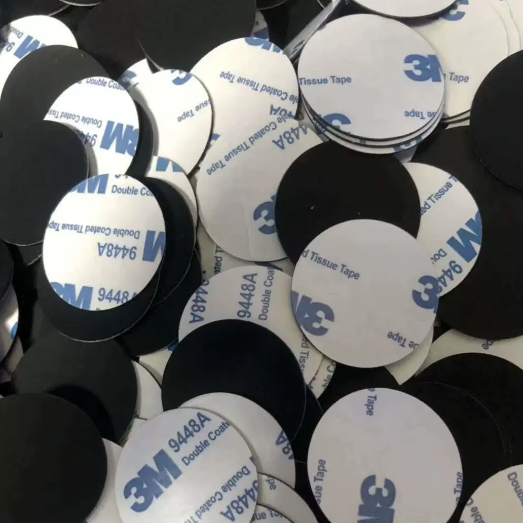 黑色硅胶密封垫防滑自粘单面硅胶垫圈耐磨单面胶网格格纹圆形胶垫