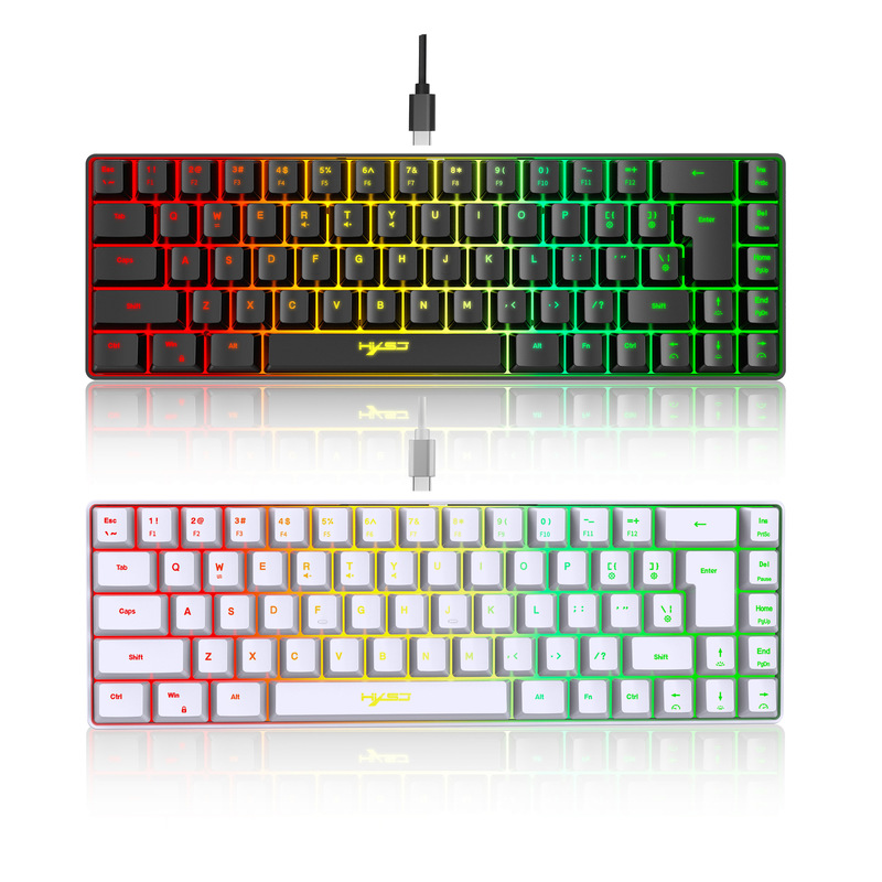 60% mini 68 key mechanical feel film gaming keyboard ABS material RGB backlit mini portable keyboard