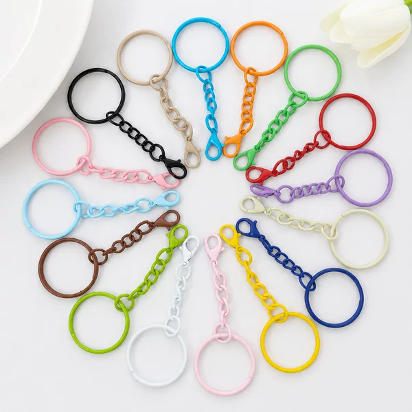 Macaron-Colored Light-Colored Four-Section Chain 303 Lobster Clasp Keychain DIY Bead Pendant Bag Accessory Wholesale