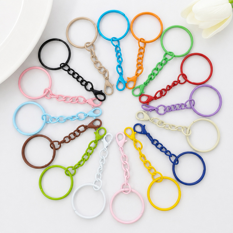 Macaron-Colored Light-Colored Four-Section Chain 303 Lobster Clasp Keychain DIY Bead Pendant Bag Accessory Wholesale Macaron-Colored Light-Colored Four-Section Chain 303 Lobster Clasp Keychain DIY Bead Pendant Bag Accessory Wholesale