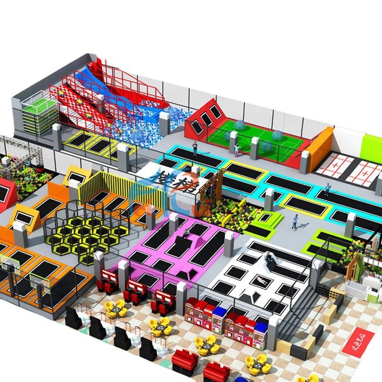 Parque de trampolín para adultos en el interior red pegajosa le jumping cama parque infantil equipos de parque de atracciones