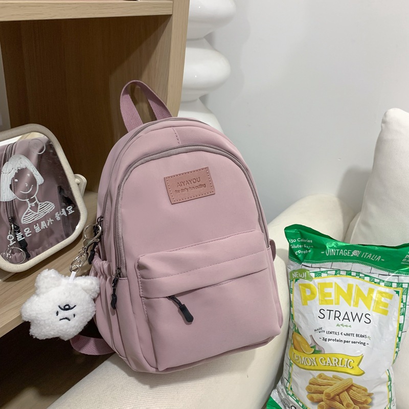 纯色双肩包女0新款中学生少女小容量高中书包大学女生简约背包 纯色双肩包女0新款中学生少女小容量高中书包大学女生简约背包