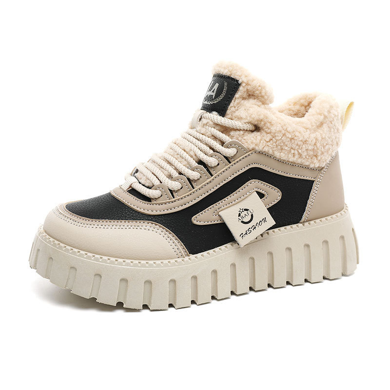 Zapatos de mujer de algodón nuevo otoño y invierno 2026 muffin calentamiento de suela gruesa zapatos de mujer con algodón de nieve para aumentar la altura y el desgaste