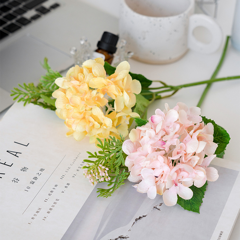 Natural-style Anna hydrangea single-stem bouquet artificial flowers fake flowers arrangement living room floral decor artificial living flowers plastic flowers