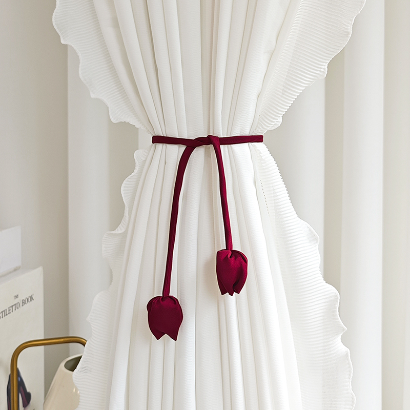 French Tulip Curtain Rope Tie Decoration Festive Red Wedding New House Gauze Curtain Arrangement Hanging Tie
