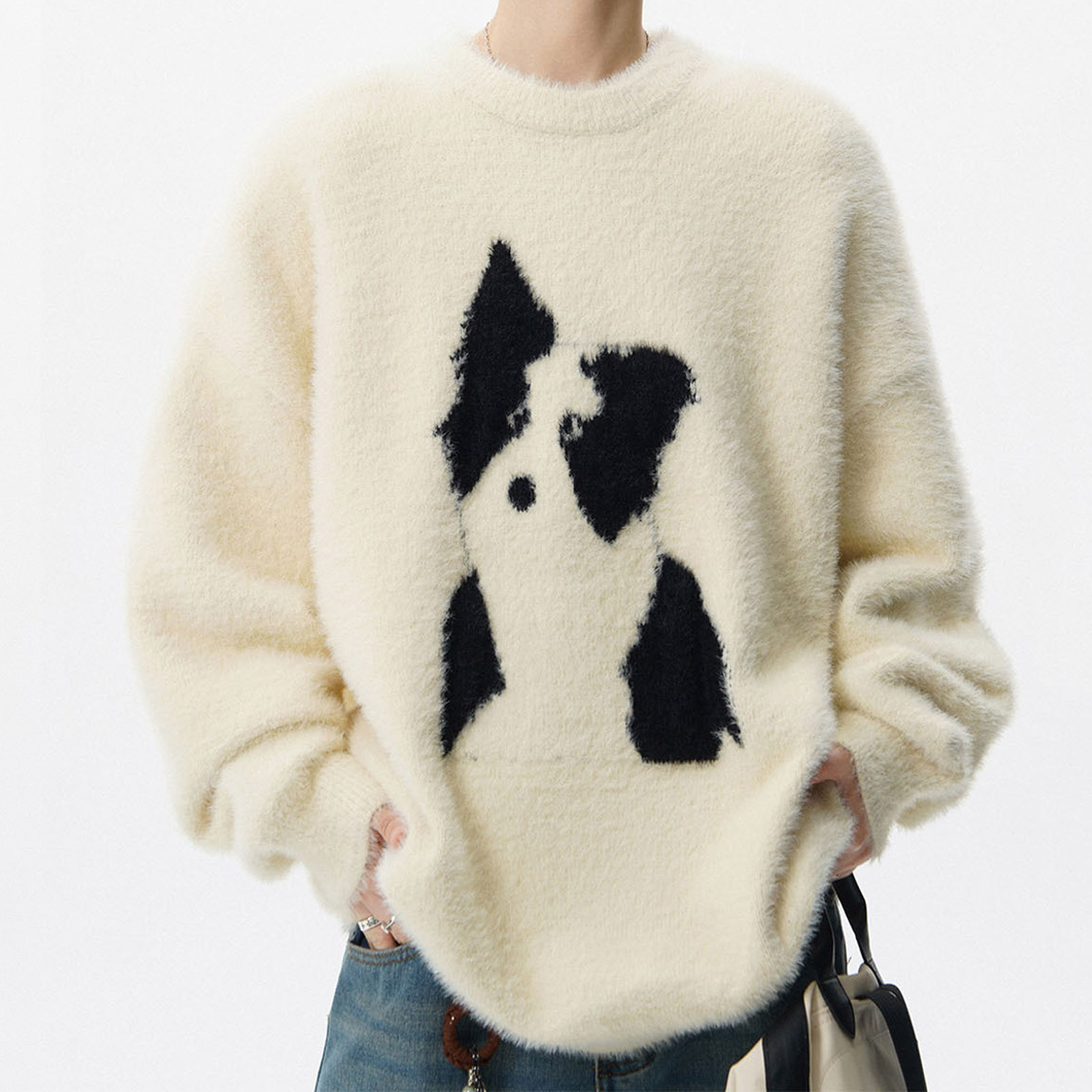 Explosiones transfronterizas de tamaño europeo de tamaño grande de dibujos animados perros de peluche suave glutinoso jersey suéter hombre otoño invierno fábrica al por mayor