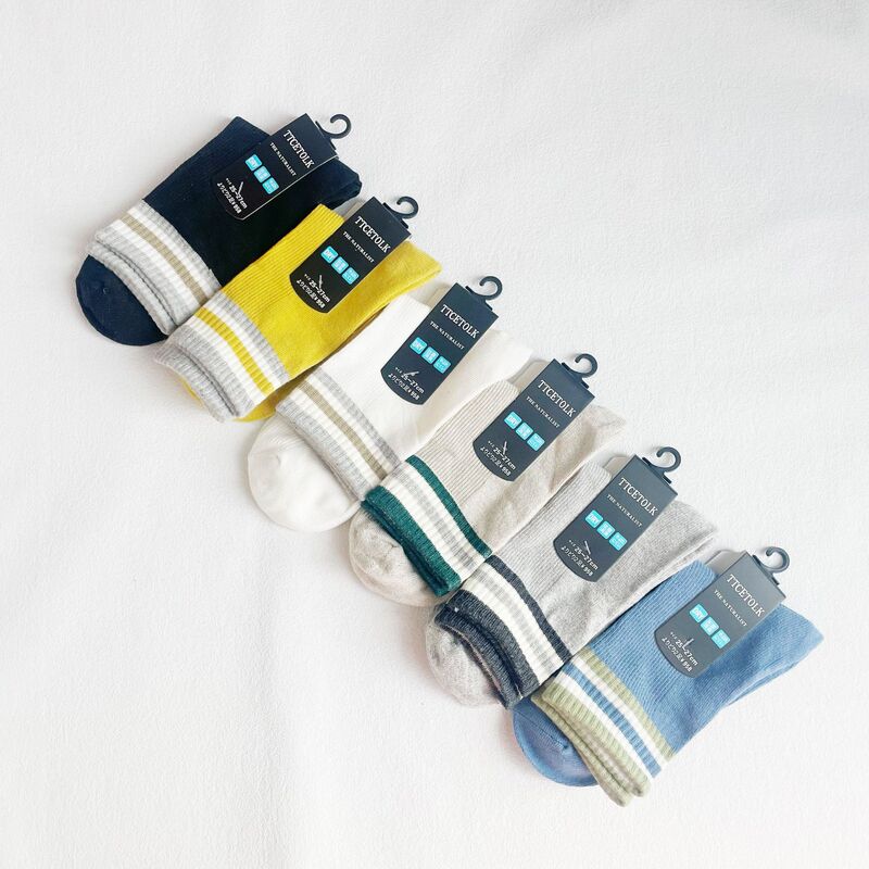 Double needle striped export Japanese socks style cotton men's casual socks inventory tail wholesale foreign trade socks