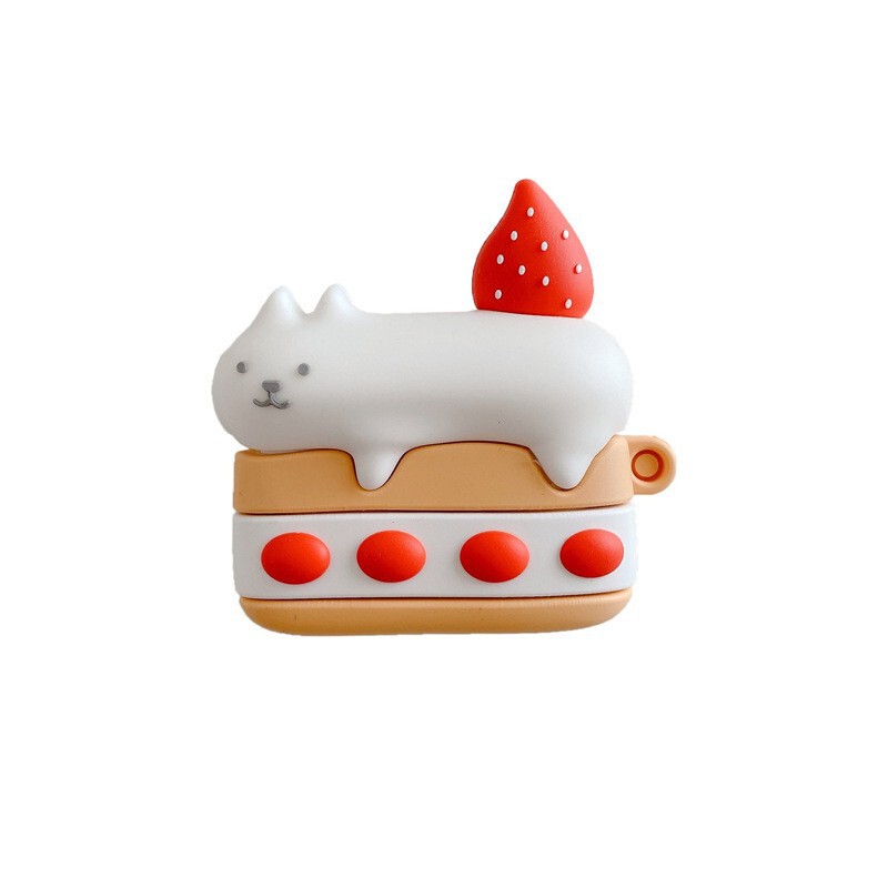 かわいいいちご猫ケーキairpods proはリンゴ2/3世代bluetoothイヤホン保護カバーソフトケース女を適用している|undefined