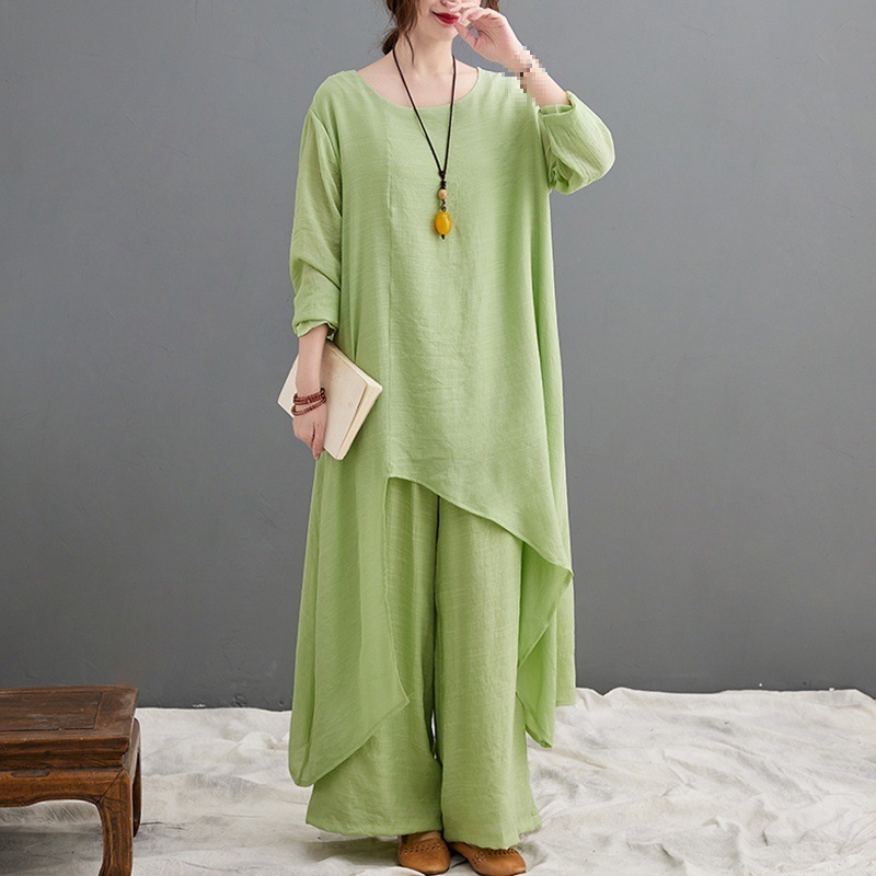 女式中国风佛系禅服禅修居士服女秋季禅意素衣套装棉麻茶服太极服|undefined